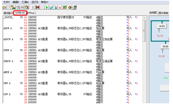 RISC結(jié)構(gòu)模型計算機實時圖形調(diào)試界面